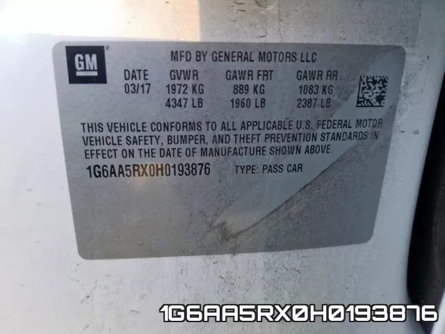 1G6AA5RX0H0193876 фото 2