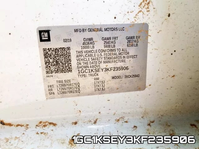1GC1KSEY3KF235906 фото 2