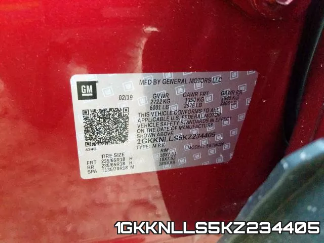 1GKKNLLS5KZ234405 фото 2