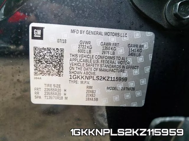 1GKKNPLS2KZ115959 фото 2
