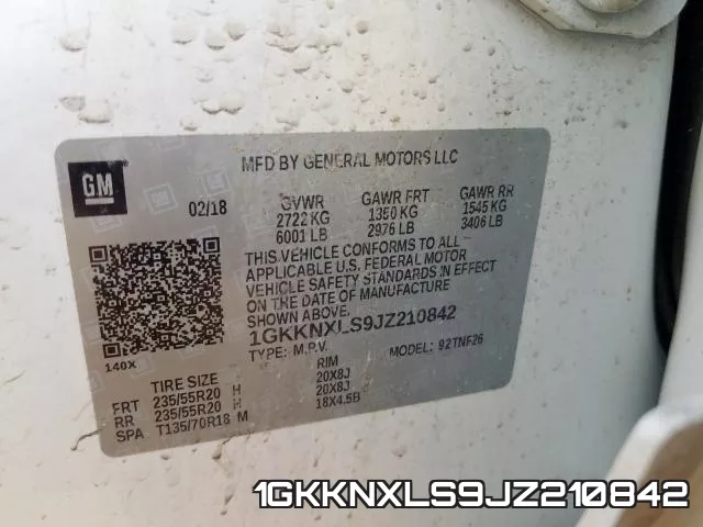 1GKKNXLS9JZ210842 фото 2
