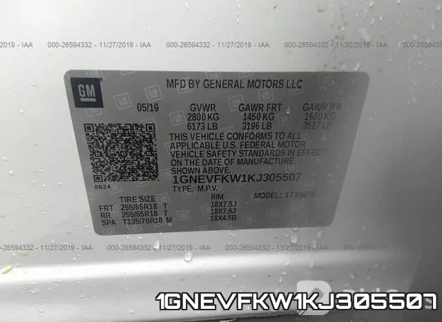 1GNEVFKW1KJ305507 фото 10