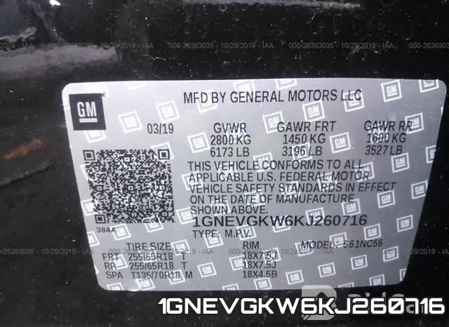 1GNEVGKW6KJ260716 фото 10