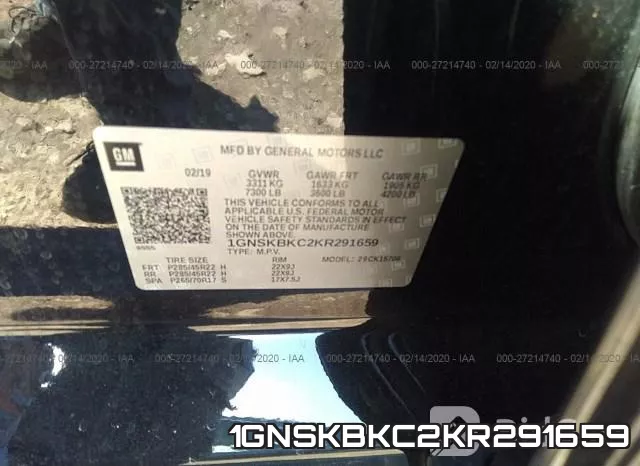 1GNSKBKC2KR291659 фото 10