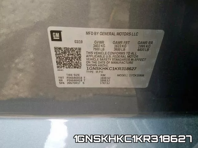 1GNSKHKC1KR318627 фото 2