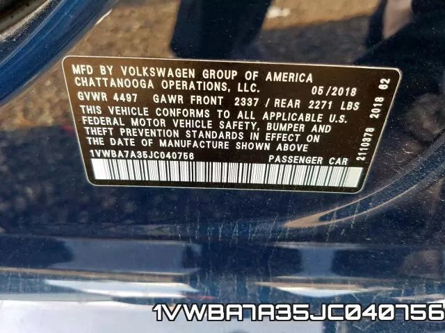 1VWBA7A35JC040756 фото 2