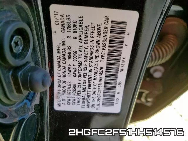 2HGFC2F51HH514576 фото 2