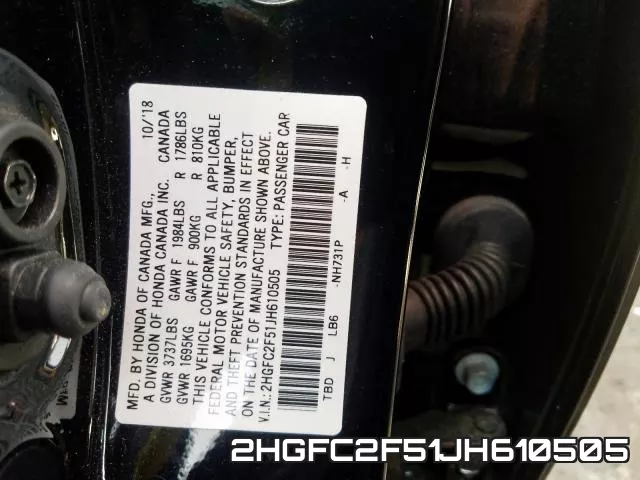 2HGFC2F51JH610505 фото 2