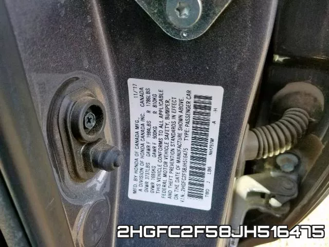 2HGFC2F58JH516475 фото 2