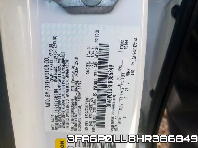 3FA6P0LU8HR386849 фото 2