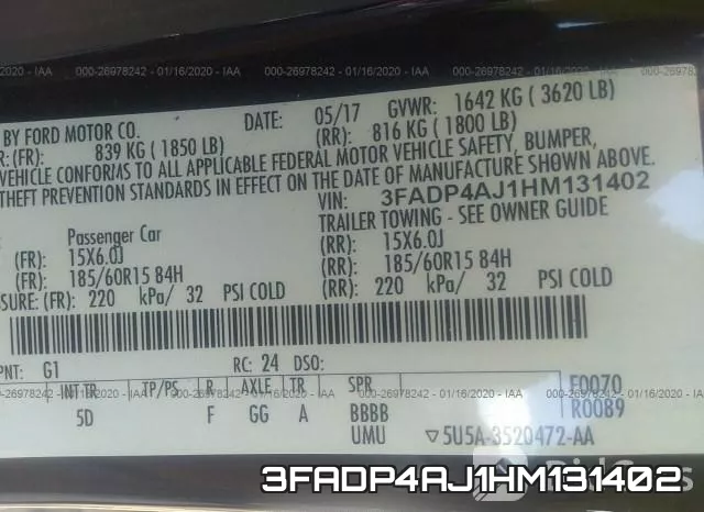 3FADP4AJ1HM131402 фото 10