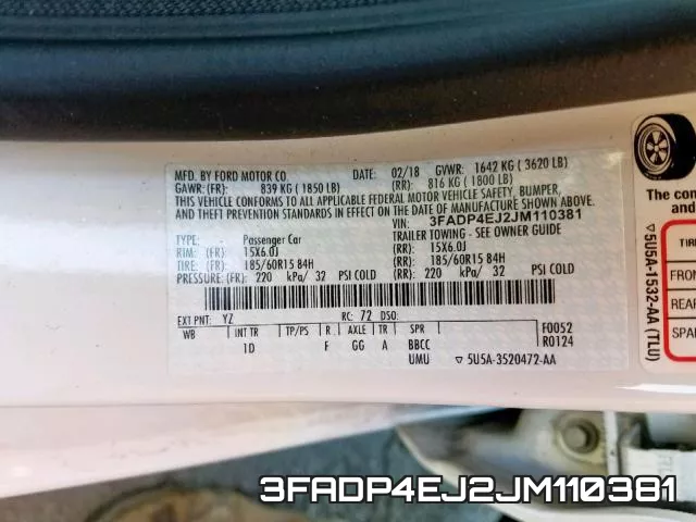 3FADP4EJ2JM110381 фото 2