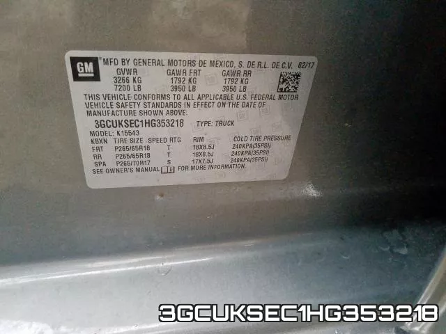 3GCUKSEC1HG353218 фото 2