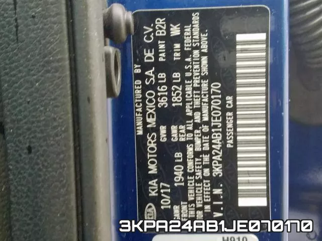 3KPA24AB1JE070170 фото 2