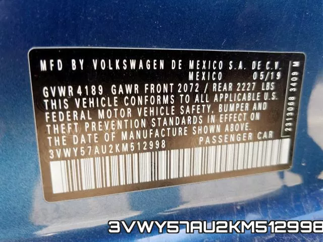 3VWY57AU2KM512998 фото 2