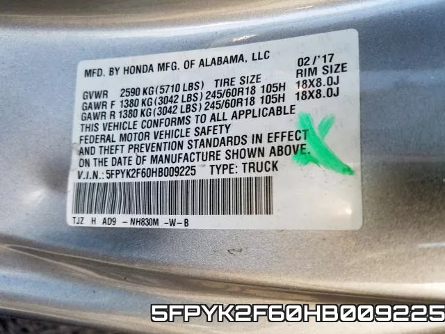 5FPYK2F60HB009225 фото 2