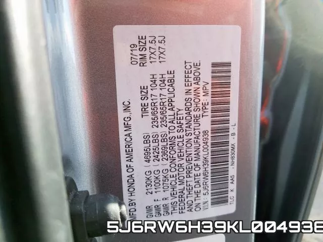 5J6RW6H39KL004938 фото 2