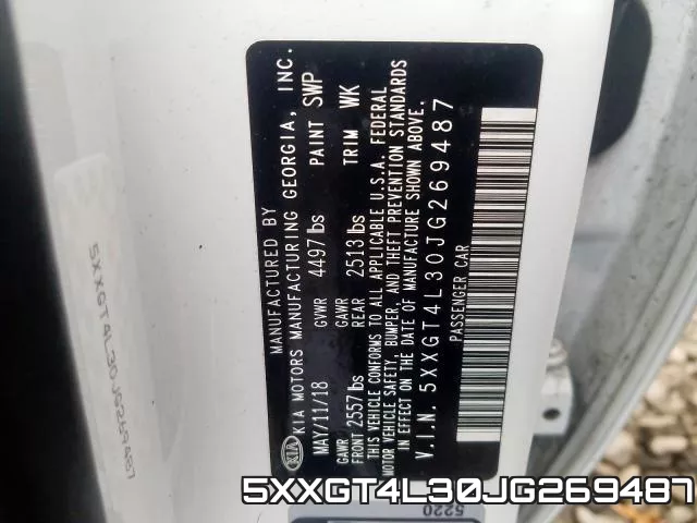 5XXGT4L30JG269487 фото 2