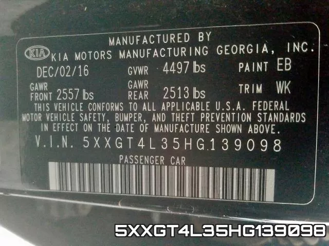 5XXGT4L35HG139098 фото 2