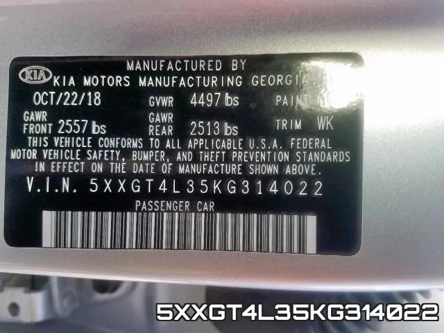 5XXGT4L35KG314022 фото 2