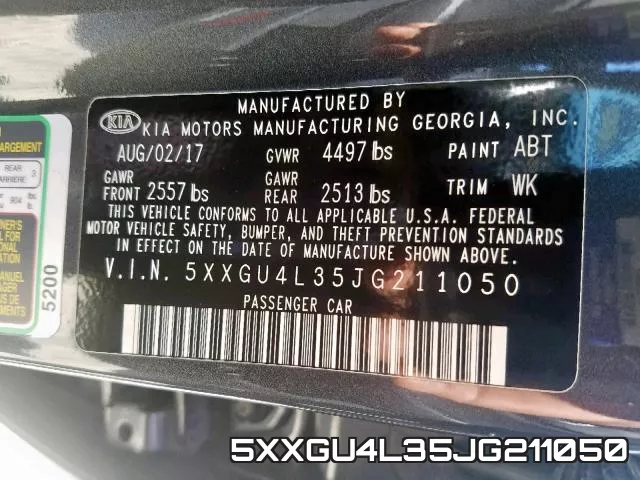 5XXGU4L35JG211050 фото 2