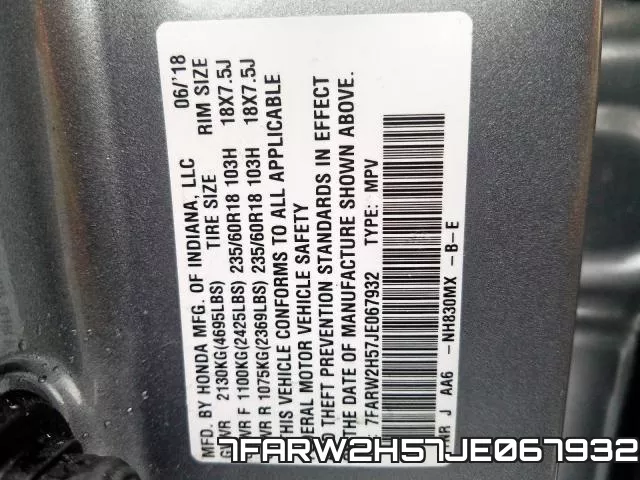 7FARW2H57JE067932 фото 2