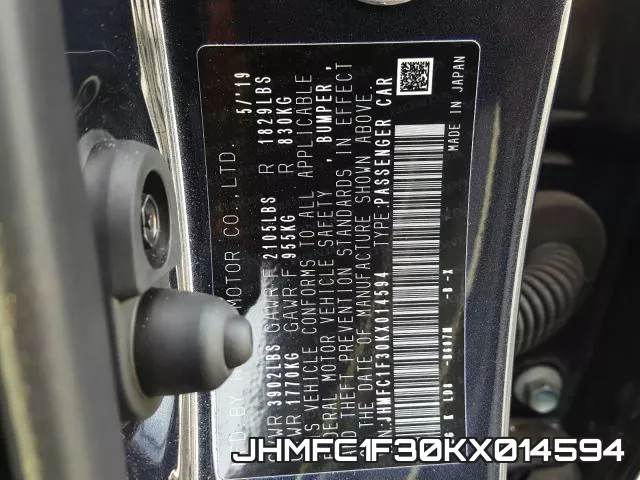 JHMFC1F30KX014594 фото 2