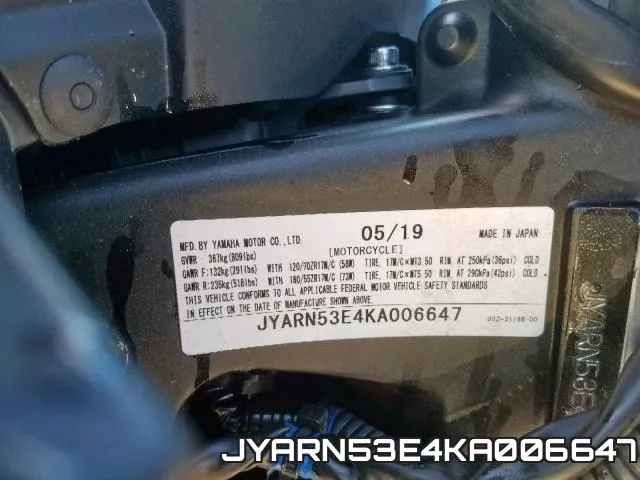 JYARN53E4KA006647 фото 2