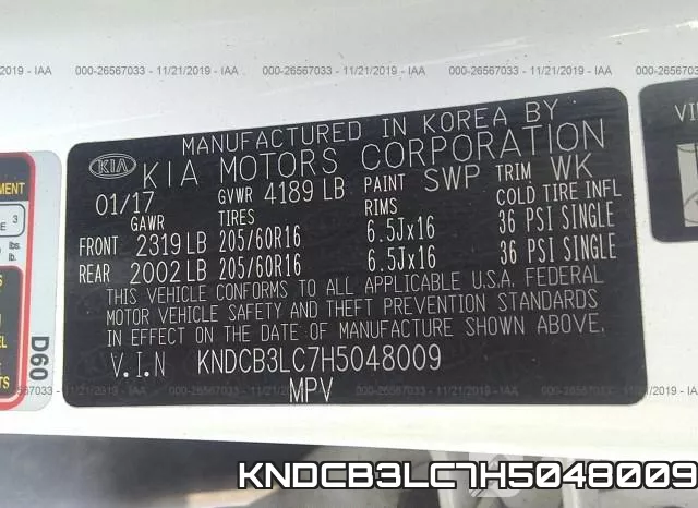 KNDCB3LC7H5048009 фото 10