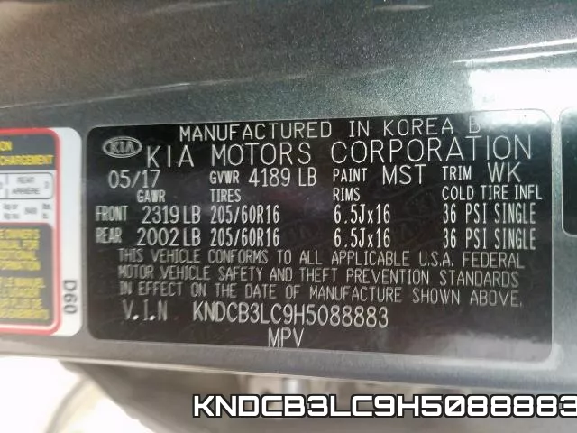 KNDCB3LC9H5088883 фото 2