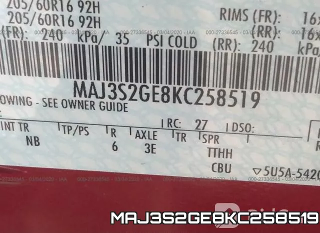 MAJ3S2GE8KC258519 фото 10