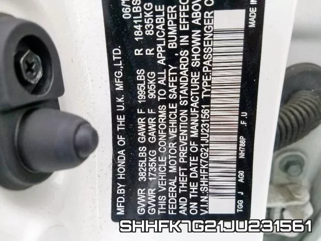 SHHFK7G21JU231561 фото 2