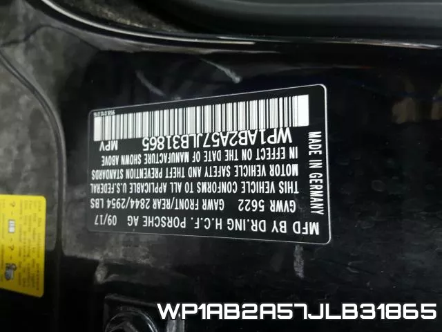 WP1AB2A57JLB31865 фото 2