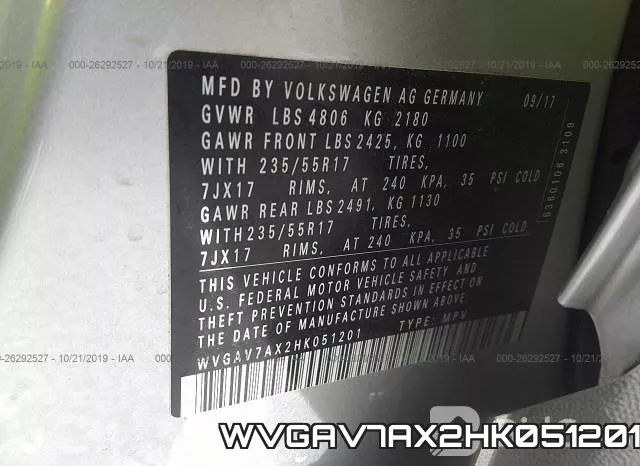 WVGAV7AX2HK051201 фото 10