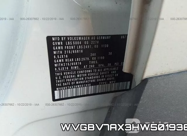 WVGBV7AX3HW501936 фото 10