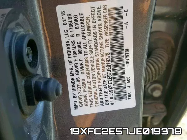 19XFC2E57JE019378 фото 2