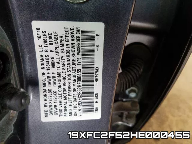 19XFC2F52HE000455 фото 2