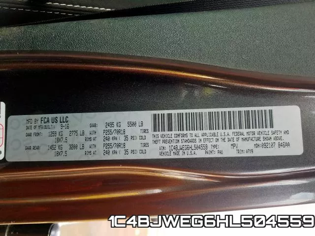 1C4BJWEG6HL504559 фото 2
