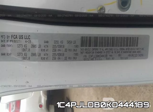 1C4PJLDB0KD444189 фото 10
