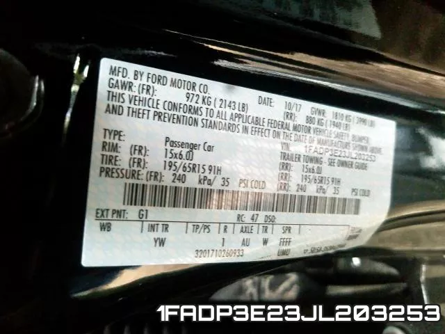 1FADP3E23JL203253 фото 2
