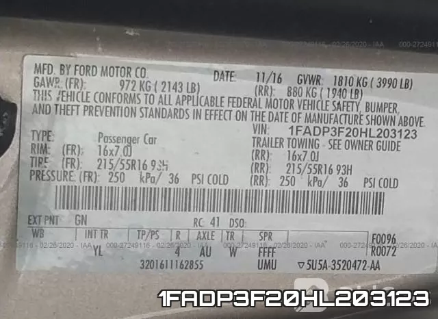 1FADP3F20HL203123 фото 10