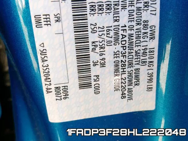 1FADP3F28HL222048 фото 2