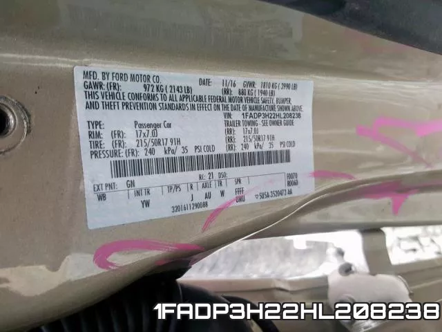 1FADP3H22HL208238 фото 2