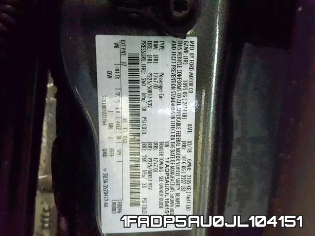 1FADP5AU0JL104151 фото 2