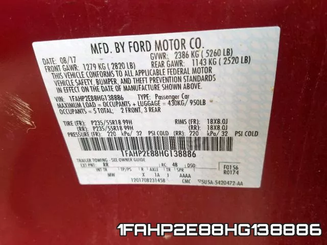 1FAHP2E88HG138886 фото 2