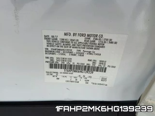 1FAHP2MK6HG139239 фото 2