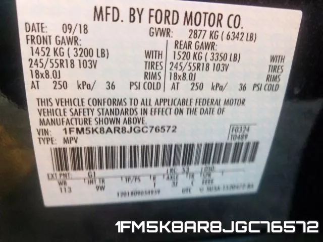 1FM5K8AR8JGC76572 фото 2