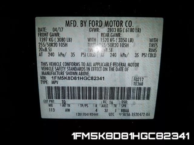 1FM5K8D81HGC82341 фото 2