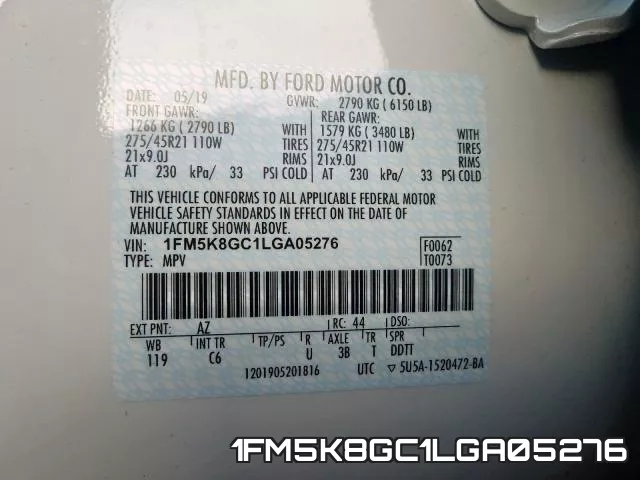 1FM5K8GC1LGA05276 фото 2