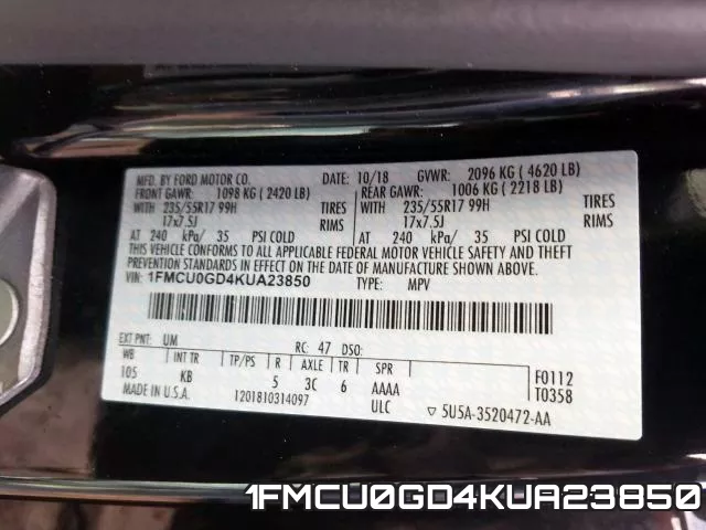 1FMCU0GD4KUA23850 фото 2